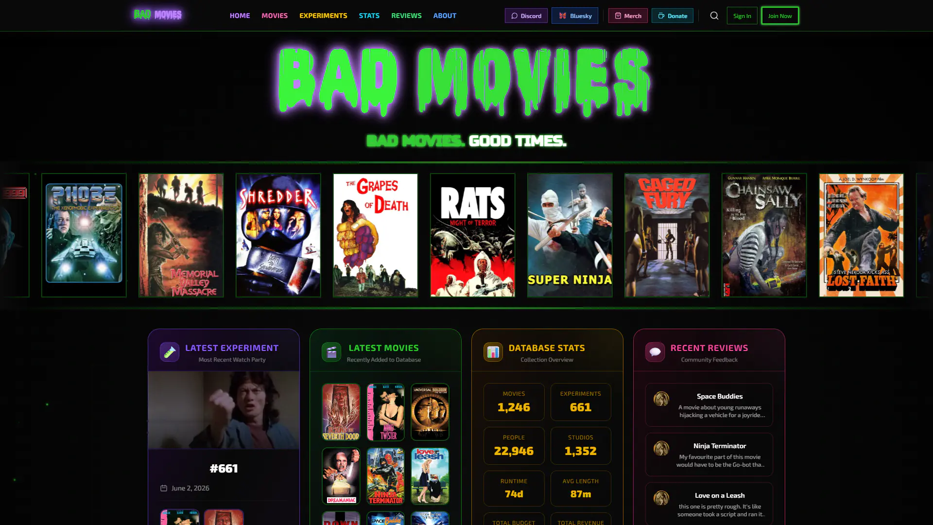 Full-Stack Entertainment Site — BadMovies.co